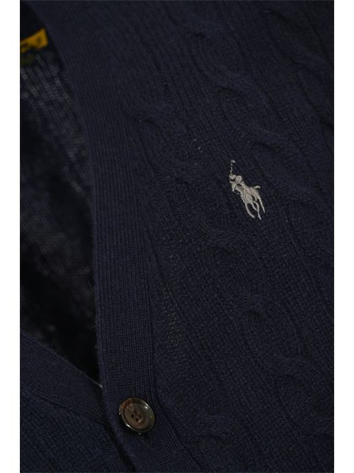 Cardigan a trecce in lana e cachemire Blu POLO RALPH LAUREN | 710949808001